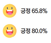 긍정 65.8% 긍정 80.0%