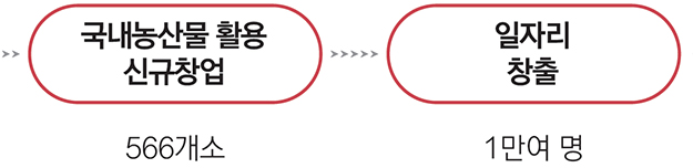 국내농산물 활용 신규창업 566개소 일자리 창출 1만여 명